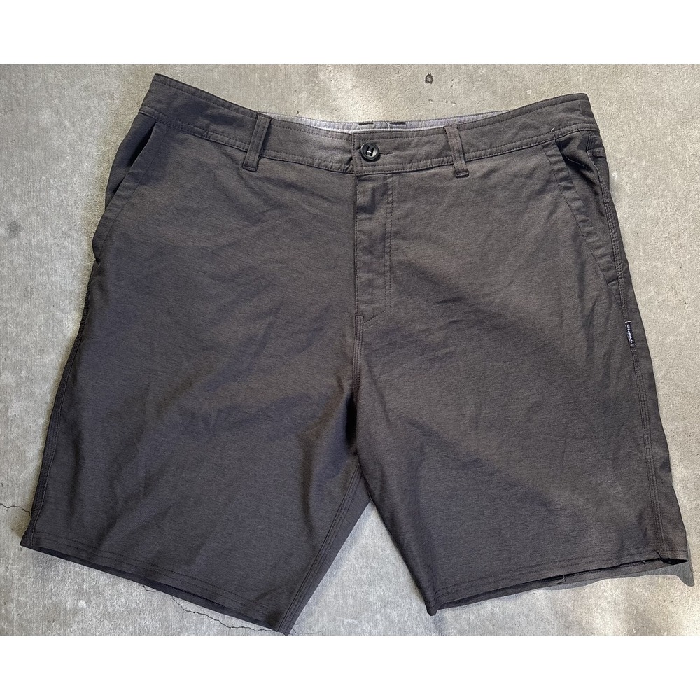 O'Neill Mens Hybrid Walk Shorts Dark Gray Flat Front Regular Fit Comfort 36